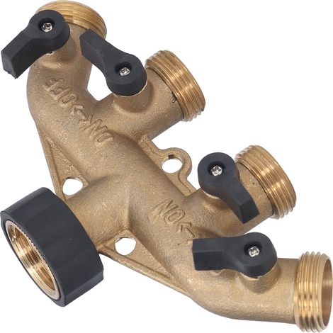 Verteiler für 4-Wege-Wasserhähne aus Messing, Gartenbewässerungsanschluss, 3/4-Zoll-Eurogewinde (1/5)