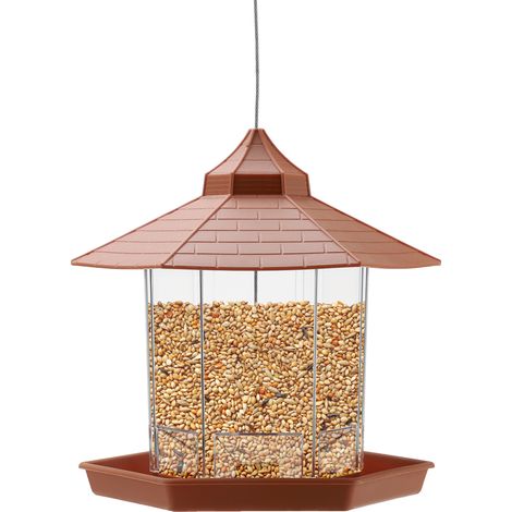 Comedero para mascotas de ventana con bandeja – PP+PS – Modelo 16x16x17cm – Capacidad 500ml – Verde o gris-marrón (1/5)