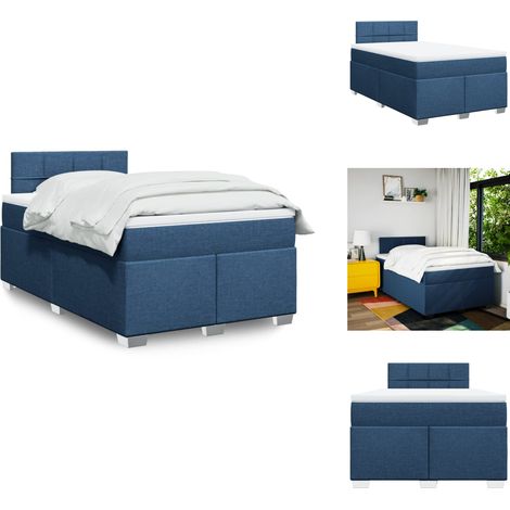 Boxspringbett mit Matratze Blau 120x200 cm Stoff - Boxspringbett - Boxspringbetten - Bett - Bett Mit Stauraum (1/5)