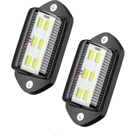 2PCS LED Eclairage Plaque Immatriculation étanche 6 SMD LED Feux Arrière Lampe de Plaque d’Immatriculation pour 12V/ 24V Camion Camionnette Remorque Voiture Véhicule Caravane (1/5)