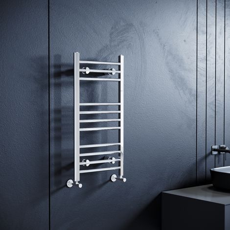 ELEGANT 800 x 400 mm Chrome Modern Flat Panel Towel Rail Radiator Bathroom Heated (1/5)