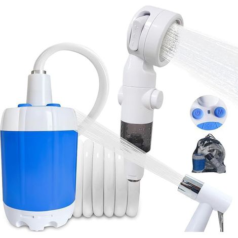 Douche portable pour camping—pompe de douche portable rechargeable avec USB-C—douche de camping avec 3 modes de pulvérisation—kit de douche extérieur pour camping—camping-car, voyage, bain (1/5)
