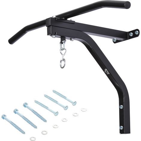 HOMCOM Support sac de boxe fixation sac de frappe barre de traction intégrée charge max. 130 Kg acier noir