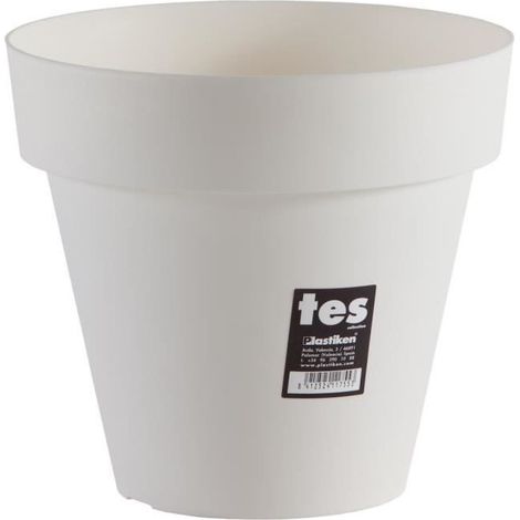 Pot modèle « Tes » Ø22x20cm (4,5 litres) en polypropylène blanc (1/2)