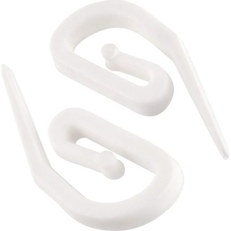 Ganchos de cortina de plástico blanco - Paquete de 100 (28 x 12 mm) para cortinas/ventanas/persianas (1/5)