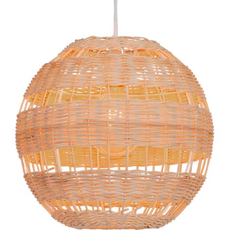 Suspension d'intérieur design Kali 130cm réglable rotin naturel compatible LED (1/4)