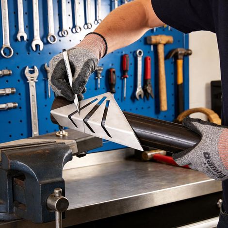 Équerre à onglet professionnelle pour travail des métaux lourds, marquages laser pour angles de 45°, 90° et 22,5°, pour ingénieurs, charpentiers et artisans (20,3 cm) (1/5)