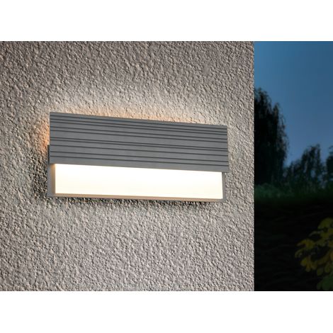 Flache LED Außenwandleuchte MARIZA aus Aluminium in Anthrazit, Breite 40cm