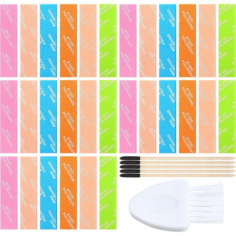 Juego de 36 esponjas abrasivas para modelismo, con varillas de lijado y papel de lija para plástico, grano de 400 a 1500, cepillo de limpieza incluido, ideal para modelismo y diseño de joyas. (1/5)