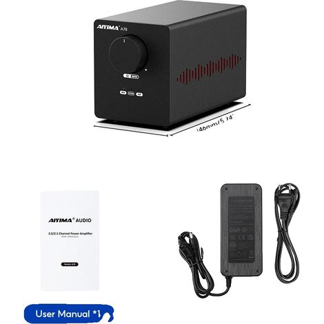 Amplificador de audio de 2 canales con entrada balanceada y enchufe europeo de 48 V y 5 A. (1/2)