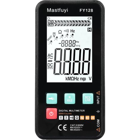 Kompaktes, intelligentes Digitalmultimeter, 5999 Zähler, hintergrundbeleuchtetes LCD-Display, misst Wechsel- und Gleichspannung, Widerstand, Frequenz, Durchgang, unterstützt