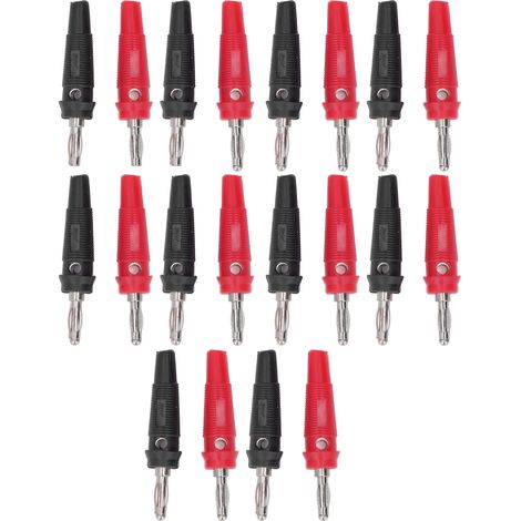 Connecteur en alliage de cuivre en forme de lanterne avec fiche banane de 4 mm et revêtement en caoutchouc souple sans soudure, vendu par lot de 10 (rouge et noir). (1/5)