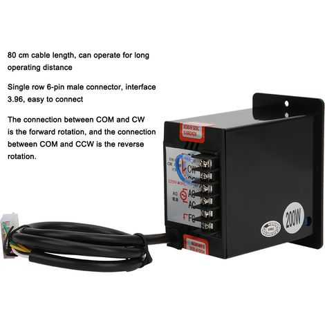 BERM Variateur de vitesse moteur rotation horaire/anti-horaire connecteur 3.96 220V AC 50/60Hz 180W/200W/250W potentiomètre (1/5)