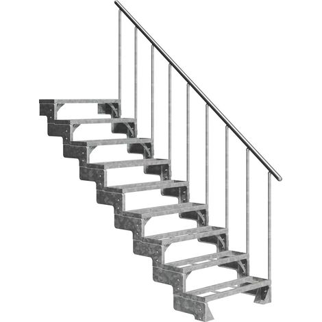 Dolle Außentreppe Gardentop 162-198cm Geschosshöhe mit Einlegerahmen 80cm breit mit Geländer (1/3)
