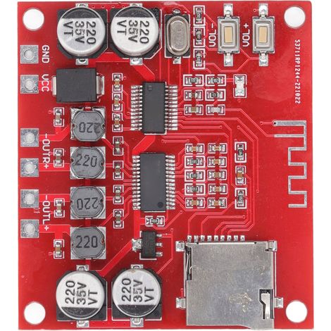 Carte d'amplificateur de puissance Bluetooth, carte d'amplificateur audio sans fil à 2 canaux, alimentation CC 12-24 V (1/5)