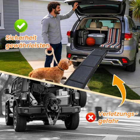Rampa plegable para perro 180x44x3 cm de acero negro antideslizante para SUV – MEUBLIV (1/5)