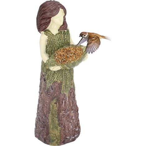 Statue d'ange mangeoire pour oiseaux avec bol feuilles (1/5)