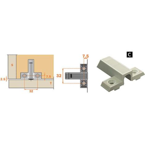 Embase cruciforme push - Butée : Avec - Réglage : Avec - Version : B - SALICE (1/3)