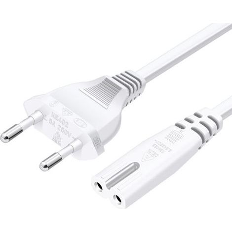 Cable de alimentación doble hembra tipo C a tipo C7 de la UE, recto, 1,5 m, blanco (1/3)