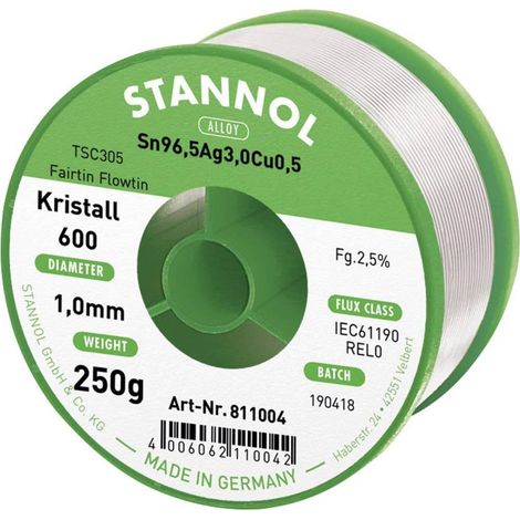 Stannol Kristall 600 estaño para soldar plata 250 g