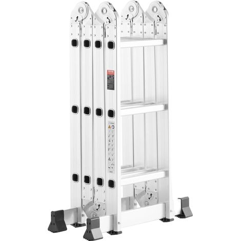 Échelle pliante, design 7-en-1, haute capacité de charge, Argent, 5 étapes (1/2)