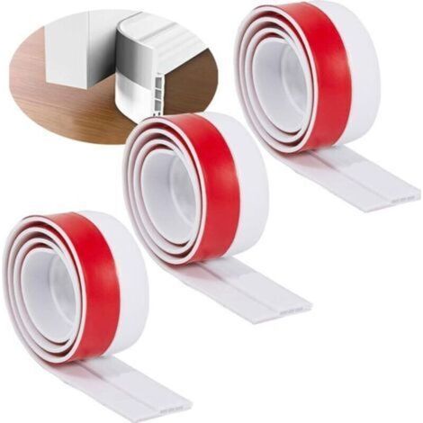 3 Pièces Joint de Porte, Souple Silicone Blanc Bande d'étanchéité, Anti Bruit Poussière Stop à l'air Froid Anti Souris Fourmi Cafard Insectes(Blanc)