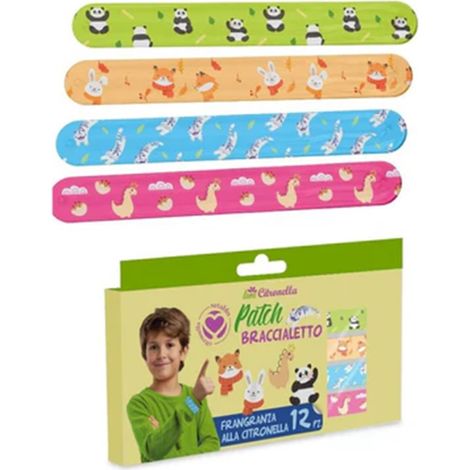 TRADE SHOP - Set 16pz Da 12 Patch Braccialetto Fragranza Alla Citronella Antizanzare Per Bambini 035078 -