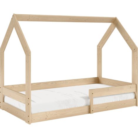 Cama Edmond 123, Pino, Individuales, 80x160, Madera, Somieres, 88x164x124cm