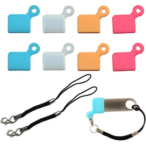 10 Pièces Capuchons Anti-Poussière en Silicone pour USB Type-A, Capuchon De Protection en Silicone, Capuchon De Prise USB, Capuchon De Protection, Y Compris 2 Cordons