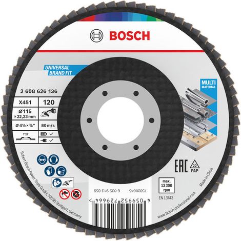 Bosch Flaps discs X451 Flap Disc 115 x 22.23 mm G120 T27 15 pcs 2608626174 (1/5)