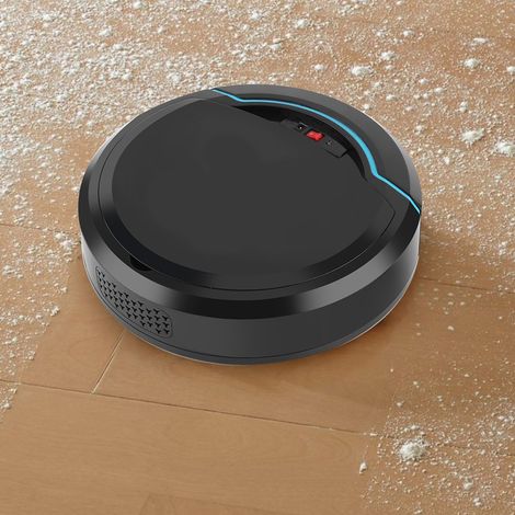 Aspirateur robot intelligent rechargeable USB, nettoyeur de sols, machine de balayage domestique noire (1/5)