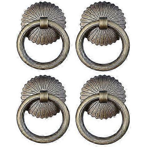 Poignée - Lot de 6 - Bouton de meuble avec anneau - Bouton de porte - Bouton de tiroir - Laiton - 25 x 25 x 45 mm - Bronze - Motif floral PDWHBYV (1/4)
