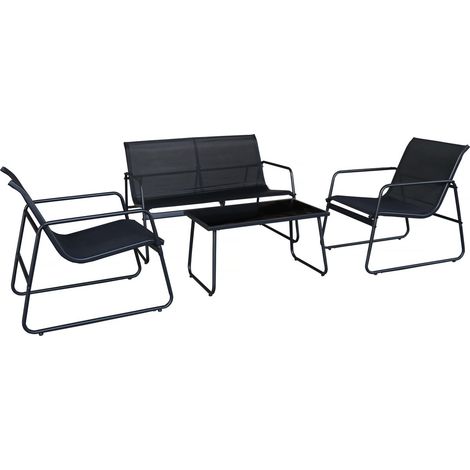 Set di mobili da giardino in metallo "Fortaleza" - 4 posti - Nero