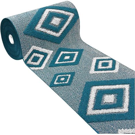 Passatoia Casa Ingresso Rombi 3D Tridimensionali Al Metro Su Misura Aciugapassi Antiscivolo - Blu