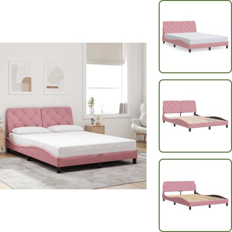 Cuscino testiera - vidaXL Giroletto senza Materasso Rosa 120x200 cm in Velluto - Velluto