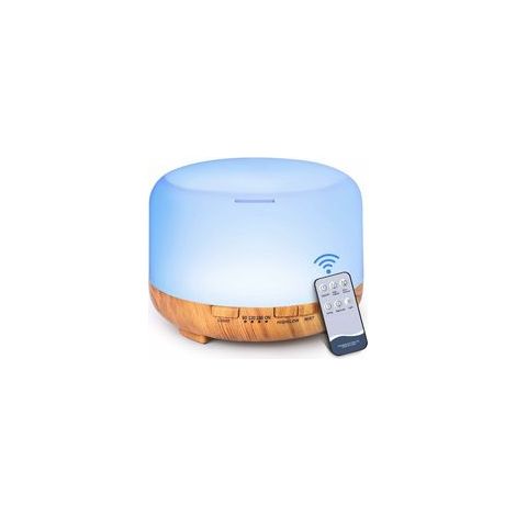 Diffuseurs d'huiles essentielles, diffuseurs de grains de bois de 500 ml pour huiles essentielles, grande pièce, maison, diffuseur d'huiles d'aromathérapie avec brume froide (Grain de Bois Jaune) (1/4)