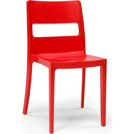 Chaise de jardin, 6 chaise SAI Rouge en Plastique, Scab design