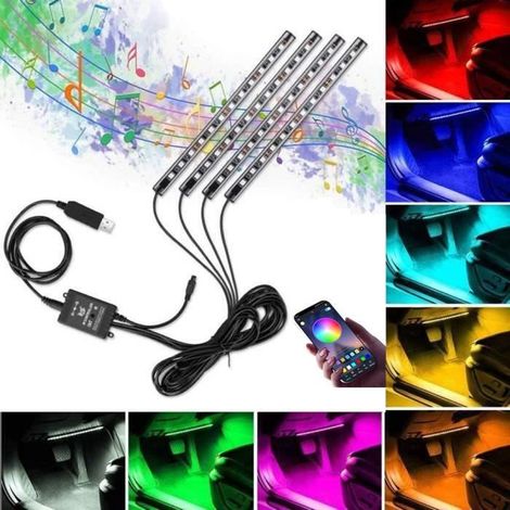 Éclairage Intérieur de Voiture Bande Lumineuse LED Multicolore à 72LED avec télécommande et Contrôle APP (1/4)