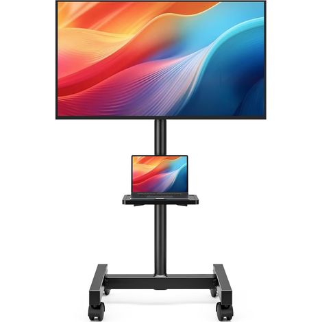 Support TV sur Pied avec roulettes pour Téléviseurs LCD/LED de 13 à 50 Pouces, Pied Télévision Roulant à 8 Niveaux de Hauteur Réglable, Charge Maximale 20 kg, VESA Max 200x200 mm (1/5)