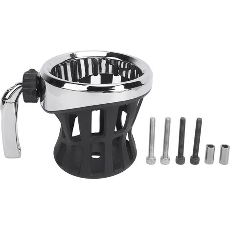 Porte-gobelet de Moto, Support de Guidon chromé avec Doublure en Caoutchouc, Porte-gobelet Pratique pour Goldwing GL 1800 F6B GL1500, Universel pour XSR 700/900, VTX1300, Vulcan 900 (Cadre (1/5)