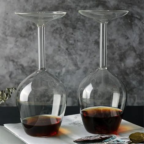 Verre à cocktail inversé 14 oz liq. Verre à martini inversé Verre à vin inversé Verre à vin inversé unique et amusant 2 pièces (1/4)