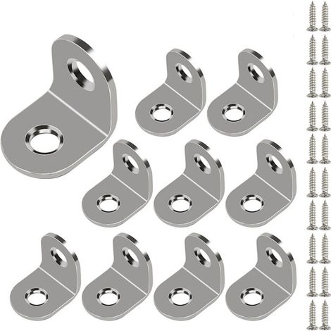 10er-Pack Edelstahl-Winkelverbinder, Vierkantwinkel (inkl. Schrauben), 20 x 20 mm, abgerundete Kante (1/5)