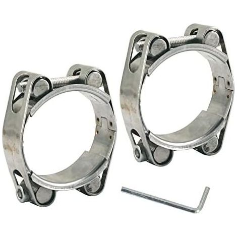 Heavy Duty 304 Stainless Steel Double Head Double Layer Hose Clamp 45-55mm Band Width 20mm (2pcs with Wrench)