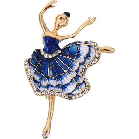 Elegante e raffinata spilla a forma di ballerina in lega di zinco con pietre decorative, accessorio di moda per bambine. (1/5)