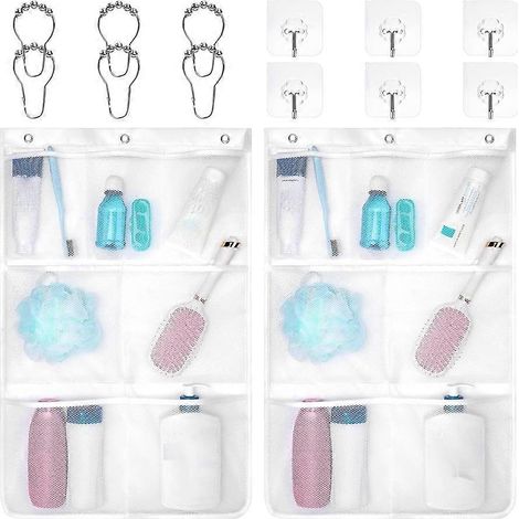 Paniers de douche suspendus en filet, organisateur de douche à séchage rapide (1/5)