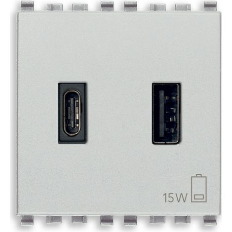 VIMAR - 20295.AC.N Fuente de alimentación USB A+C 15W 3A 5V 2M Siguiente