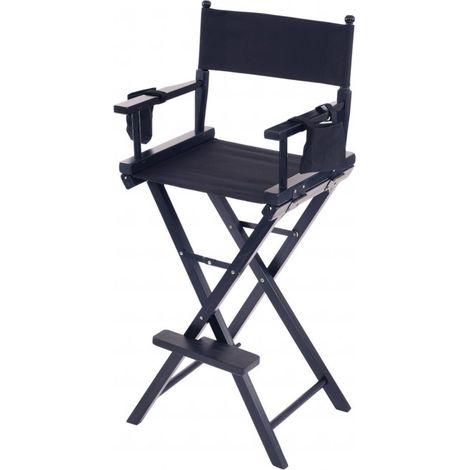 Oypla Professional Black Wooden Folding Director Makeup Chair with 2 Storage Pouches (1/5)