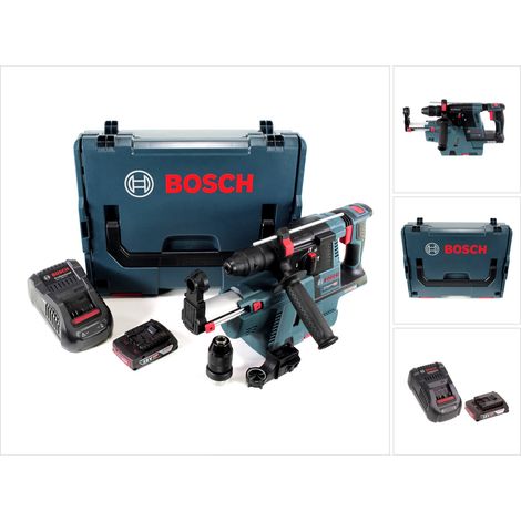Bosch GBH 18 V-26 F Martello pneumatico professionale a batteria SDS-Plus in valigetta L-Boxx +  Aspiratore a batteria GDE 18 V-16 + 1x Batteria 2,0 Ah + Caricatore GAL 1880 CV (1/5)