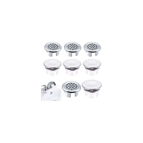 8 Pièces Couvercle de TropPlein pour Lavabo, Anneau de TropPlein de Rechange, Trop Plein D'Évier, Anneau de Débordement D'évier, Anneau TropPlein Lavabo, Trop Plein Bouchon