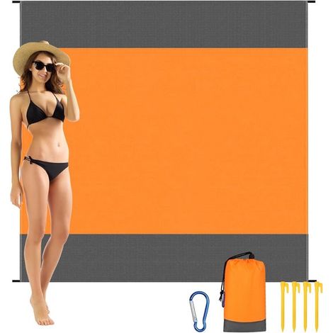 Manta de viaje para playa, camping y senderismo - Impermeable y resistente a la arena - Ligera y compacta - 200 x 210 cm (1/5)
